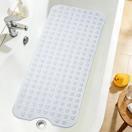 Miniatura 12 de Tapete de ducha negro antideslizante de 17 x 30 pulgadas, tamaño estándar, tapete de baño de burbujas suaves para ducha interior, tapete de baño