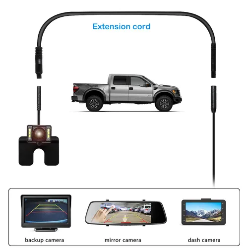 Miniatura 2 de Cable de extensión de cámara de respaldo para cámara de visión trasera, 0.098 in, 9.8 pies, macho a hembra, cable de extensión de cámara inversa