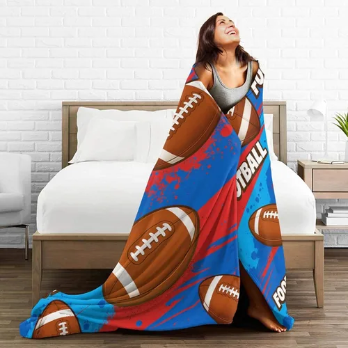 Miniatura 8 de Manta de fútbol americano, manta de forro polar mullido, súper suave, acogedora y cálida, manta deportiva, regalos para niños, niñas, niños