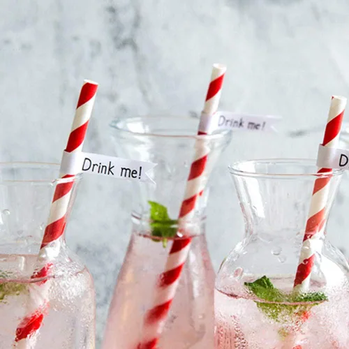 Miniatura 4 de Webake Pajitas de papel biodegradables a granel 200 pajitas de beber a rayas rojas, gran alternativa a pajitas desechables a pajitas de plástico