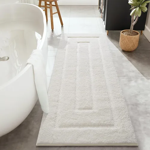 Miniatura 10 de HOMORE Alfombra de baño gris de 24 x 60 pulgadas, suave, absorbente, alfombra de pasillo de baño lavable, alfombras largas antideslizantes
