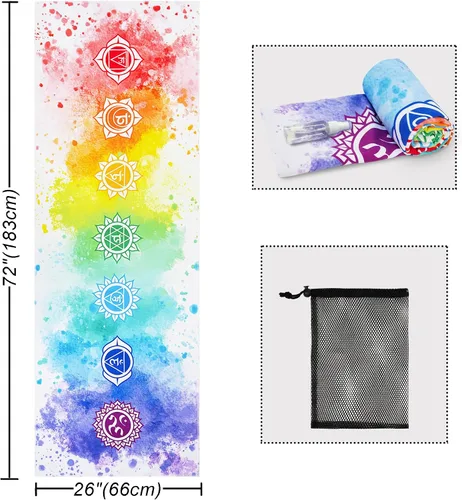 Miniatura 2 de Toalla para esterilla de yoga con bolsillos en las esquinas, toallas de yoga de microfibra para yoga caliente, antideslizantes, absorben la humedad