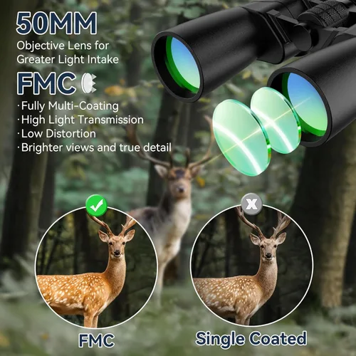 Miniatura 5 de Prismáticos de 10-30X50 de Alta Potencia con Zoom para Adultos - Prismáticos Profesionales Militares HD con Prisma BAK4/Lente FMC/Vista