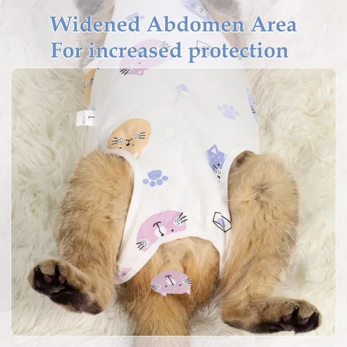 Miniatura 3 de ANWA Traje de Recuperación para Gatos - Mameluco Transpirable para Gatos Después de Cirugía para Hembras, Traje de Recuperación de Cirugía