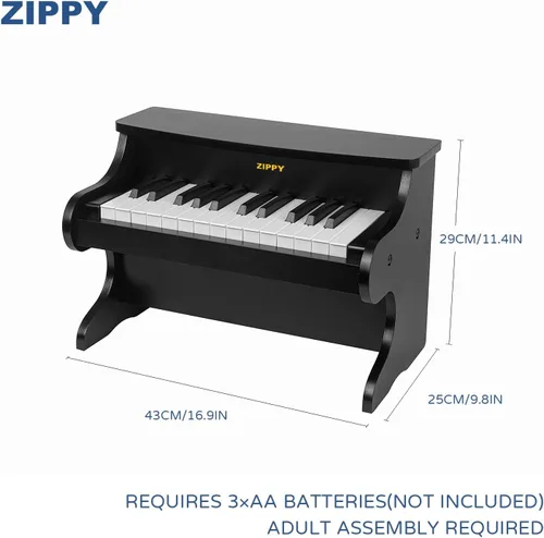 Miniatura 3 de Teclado de Piano para Niños ZIPPY, Piano Digital de 25 Teclas para Niños, Mini Instrumento Educativo Musical de Juguete, Juguete de Madera para Negro