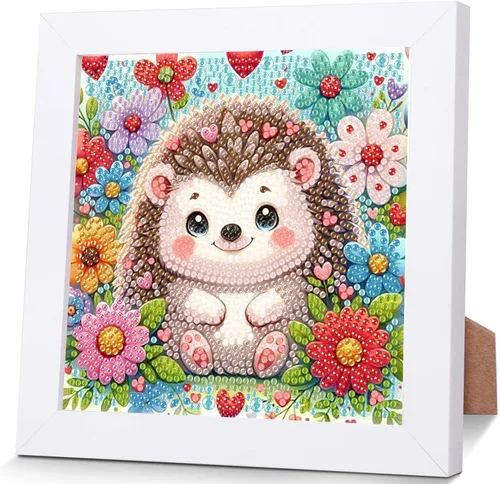 Miniatura 11 de xackcme Kits de pintura de diamantes de gato para niños con marco, arte de diamantes de animales para niños de 4 a 8 a 12 años, kit de pintura
