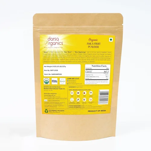 Miniatura 2 de Darsa Organics Amla Powder de India 8oz – Polvo vegetal de grosella espinosa india rico en vitamina C y antioxidantes, perfecto para té de hierbas