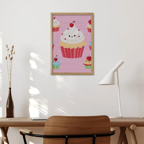 Miniatura 5 de Kits de pintura de diamantes para adultos, lindos cupcakes de taladro completo, pinturas de puntos de diamante, kits de arte de diamantes 5D