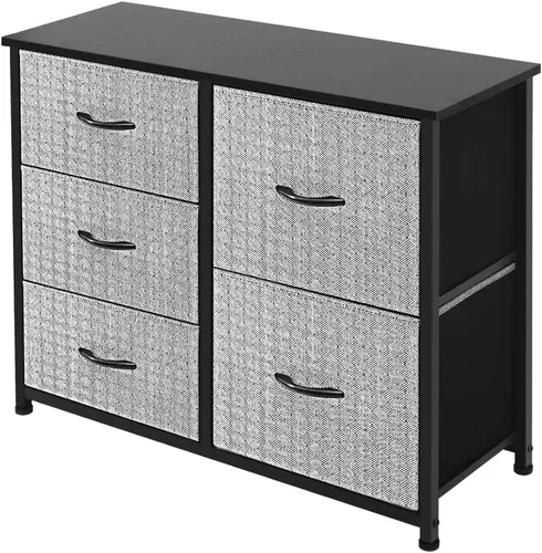 Mueble de almacenamiento para tocador, grande, organizador de pie para dormitorio, oficina, sala de estar y armario, 5 cajones extraíbles de tela,