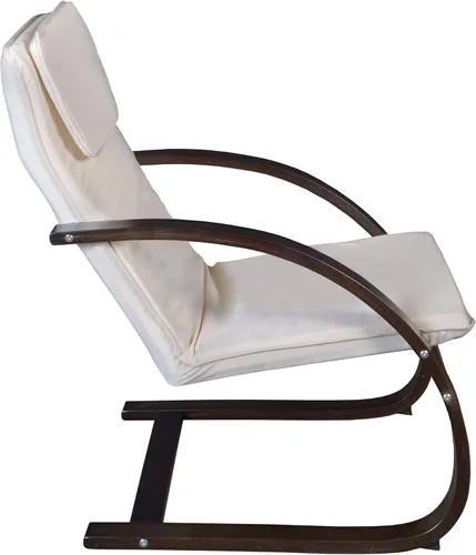 Miniatura 5 de Silla reclinable de madera curvada Niche Mia, de nogal moka/beige, Madera Metal