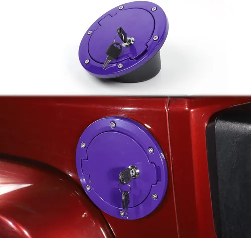 Tapa de gasolina para Jeep Wrangler JK con cerradura, compatible con Jeep Wrangler JK JKU 2/4 puertas 2007-2018 (1 unidad, morado con cerradura)