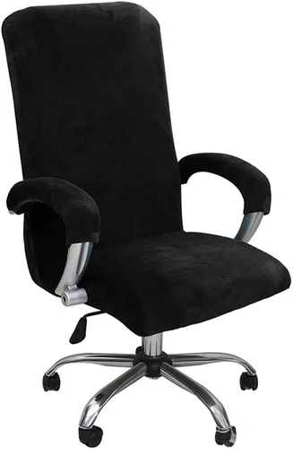Miniatura 13 de ITFRO Funda para silla de oficina de 3 piezas con fundas para reposabrazos, funda de terciopelo blanco para silla de escritorio de computadora