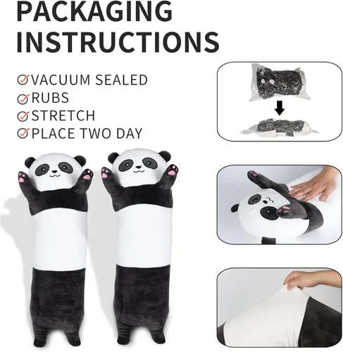 Miniatura 4 de Almohada de peluche con forma de panda, almohada de peluche de 35.4 pulgadas de largo, juguete de peluche suave Kawaii para niños, regalos
