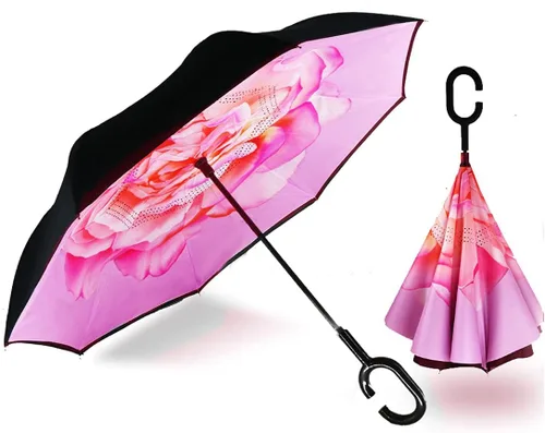 Miniatura 210 de MRTLLOA - Paraguas invertido de gran tamaño de 40/49/56 pulgadas - Sombrilla doble capa resistente al viento, con mango en forma de C y tamaño golf