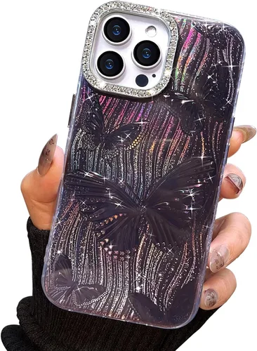 Miniatura 31 de I-MGAE-IN-AR Funda compacta para iPhone 11, diseño de mariposa, marco de protección de lente de cámara con diamante 3D, bonitas fundas protectoras