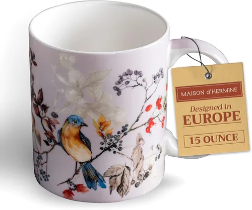 Miniatura 188 de Maison d' Hermine Taza de café con asas, tazas de porcelana fina de hueso, paquete de dos tazas de té para bebidas calientes, capuchino, latte, 015