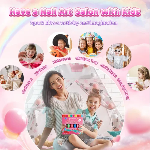 Miniatura 4 de Kit de esmalte de uñas para niñas de 7, 8, 9, 10, 11, 12 años, cosméticos, para fiestas de niñas de 7, 8, 9, 10, 11 y 12 años, manicura de gel BUNNY
