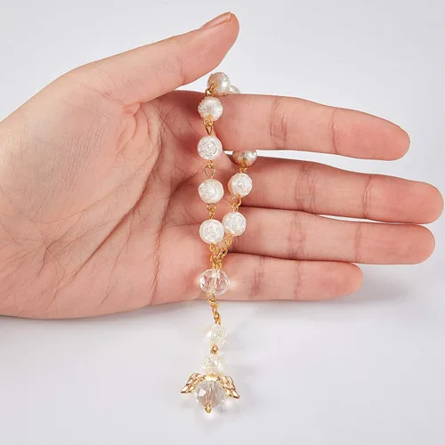 Miniatura 3 de 30 Piezas de Rosario de Bautismo Cuentas de Rosario de Acrílico Mini Rosarios con Ángel para la Primera Comunión Recuerdos de Fiesta de Bautismo