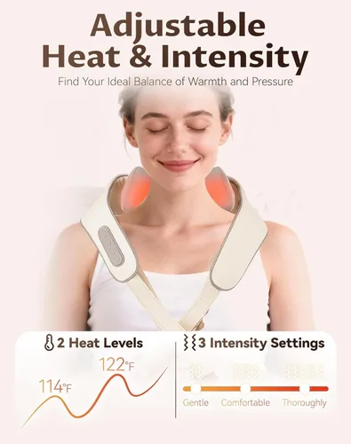 Miniatura 3 de Therapexa Masajeador de cuello y hombros con calor, masajeador de espalda Shiatsu 6D para aliviar el dolor de tejido profundo, masajeador para Caqui