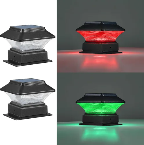 Miniatura 25 de Luces para postes de valla, 25 lúmenes, luz solar para postes de madera, se adapta a postes de madera de 4 x 4 o más grandes con base de 4 x 6, luz