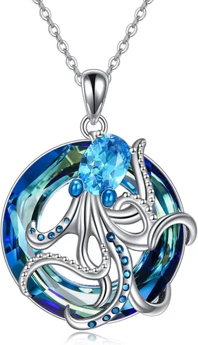 YFN Ocean Jewelry - Collar con colgante de plata de ley con diseño de estrella de mar, pulpo, medusa, para mujeres y niñas, amantes del océano,