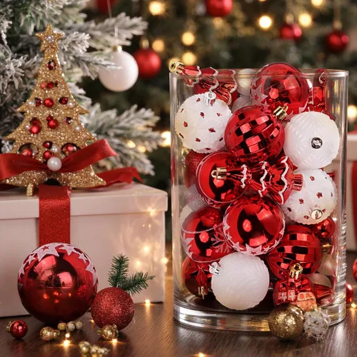 Miniatura 5 de DeckTheHalls 42 adornos de Navidad, varios estilos de adornos de bolas de Navidad, bolas de Navidad inastillables para decoración de árbol