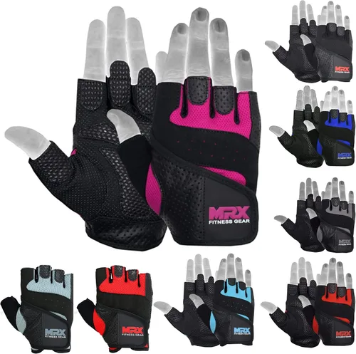 Miniatura 10 de MRX Guantes de levantamiento de pesas Pro Series Gym Fitness Entrenamiento Culturismo Guantes Tamaños