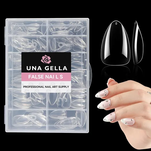 Miniatura 12 de UNA GELLA 504 puntas de uñas cortas de gel de almendra, 504 puntas de uñas cortas de almendra, 12 tamaños, uñas postizas de gel suave acrílico