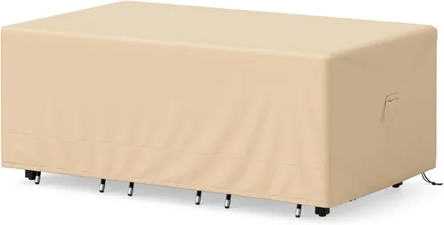 Miniatura 10 de Tangkula Juego de 3 fundas para muebles de patio, fundas impermeables para conversación al aire libre para 3 piezas, juego de funda de sofá