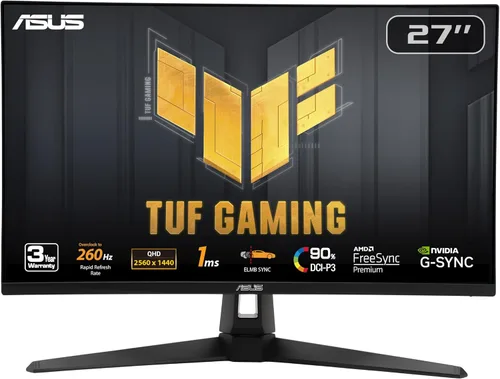 Miniatura 11 de ASUS TUF Gaming Monitor para juegos 2K HDR de 27 pulgadas (VG27AQ) - QHD (2560 x 1440), 165Hz (soporta 144 Hz), 1 ms, desenfoque de movimiento