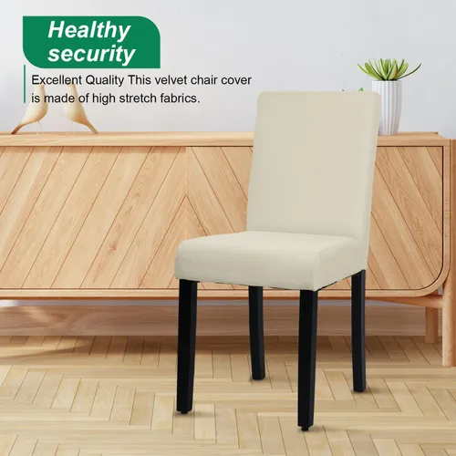 Miniatura 3 de PayLessHere Juego de 4 sillas de comedor de diseño elegante y moderno, tapizadas de tela, color beige