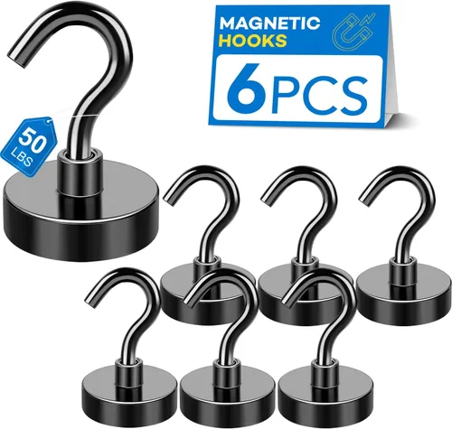 Miniatura 10 de LOVIMAG - Ganchos magnéticos de 120 libras de alta resistencia, ganchos magnéticos de neodimio fuertes para el hogar, cocina, lugar de trabajo