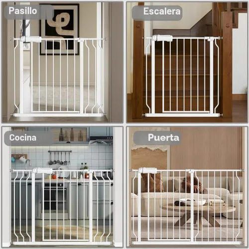 Miniatura 7 de Fairy Baby Puerta de bebé extra ancha para puertas, puertas de seguridad de cierre automático para dormitorio, se adapta a 57.5 pulgadas a 62