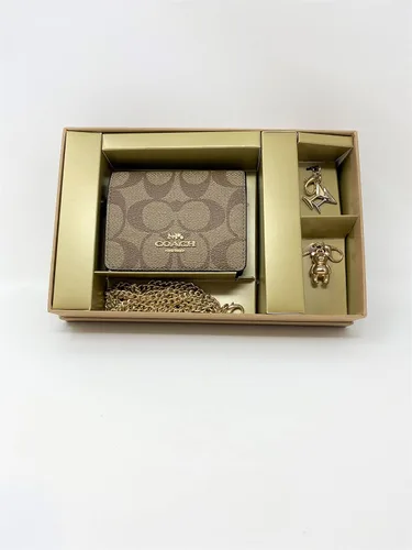 Miniatura 5 de Mini cartera en caja en una cadena en lona de la firma bloqueada
