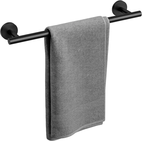 Miniatura 15 de Barra de Toalla Negra Mate, Toallero de Baño de 24 Pulgadas (Longitud Total 26 Pulgadas), Soporte de Toalla Montado en la Pared, Barra de Toalla