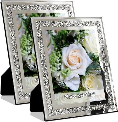 Miniatura 10 de ALLARTONLY Gran Marco de Fotos con Espejo 16x20 Pulgadas con Mate a 11x14 Pulgadas, Diamante Triturado Bling Purpurina para Decoración del Hogar, 2