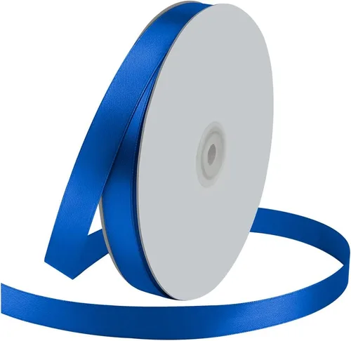 Miniatura 32 de Cinta de satén azul marino de una sola cara de 1-1/2 pulgadas de ancho x 100 yardas, uso de cinta azul real para ramo de lazos, envoltura