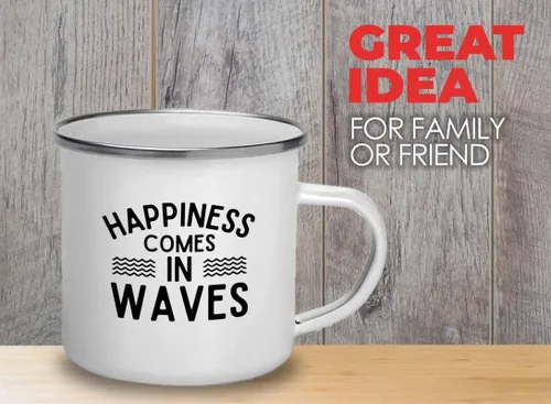 Taza de surfing camper de 12 onzas – Viene en olas – Regalos para entusiastas del surf, deportes acuáticos, tabla de surf, atletismo, pasatiempos,