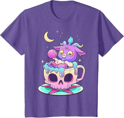 Miniatura 42 de Kawaii Pastel Goth Cute espeluznante Pentáculo Baphomet - Camiseta de cabra, Negro