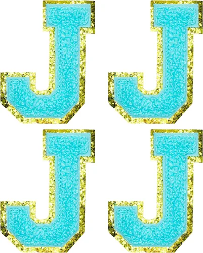 Miniatura 10 de Jongdari Letras termo-adhesivas de felpilla para ropa, parches de letras del alfabeto con brillantina para coser, con adhesivo planchado, 4 Blanco