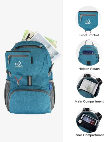 Miniatura 4 de WATERFLY Mochila pequeña ligera y plegable: mochila de 20 l ultra ligera, plegable, de senderismo, de viaje, de camping, de día, para hombre y mujer