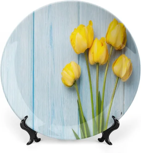Miniatura 25 de Plato decorativo de 6 pulgadas, artesanía de cerámica turquesa, patrón floral antiguo de cachemira, estampado clásico de Oriente Medio, para colgar