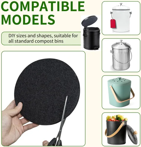 Miniatura 4 de Repuesto de filtro de carbón para compost de cocina de 6.7 pulgadas, paquete de 12 filtros de carbón de repuesto de cubo de abono de 6.7 pulgadas