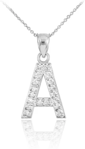 Miniatura 41 de Claddagh Gold . Collar con colgante de letra inicial de plata de ley 925 con circonita cúbica - Elección de tamaños