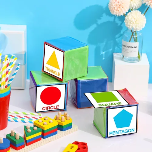 Miniatura 3 de 4 piezas de dados grandes de espuma con bolsillos, para hacer tú mismo, educación, jugar, cubos de dados suaves, aprendizaje y enseñanza, bloques