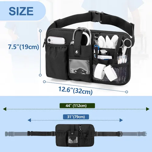 Miniatura 20 de Trunab Riñonera para enfermera, cinturón organizador de enfermería con correa de cintura ajustable, bolsa de cintura para suministros médicos