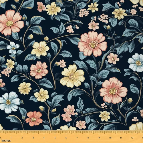 Miniatura 14 de Feelyou The Yard - Tela de flores Groovy de 2 yardas para niños, tela de tapicería floral retro para sillas para niños, niñas, adolescentes, flores