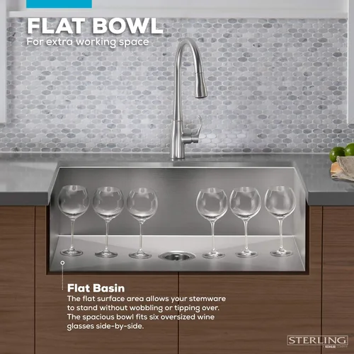 Miniatura 6 de Sterling K-20243-PC-NA Ludington - Fregadero de cocina de 34 pulgadas con montaje inferior con accesorios, lavabo frontal de delantal, acero