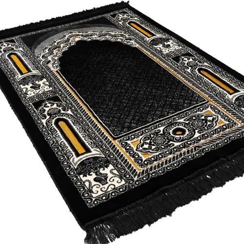 Miniatura 4 de Modefa Alfombra de oración islámica – Alfombra de terciopelo grande y ancha de doble felpa – Janamaz musulmán tradicional – Alfombra de oración