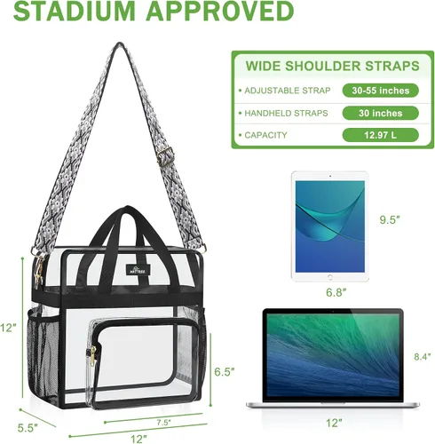 Miniatura 86 de MAY TREE Bolsa transparente para eventos en estadios de 12 x 6 x 12 pulgadas, bolsa de almuerzo transparente con correas reforzadas para trabajo